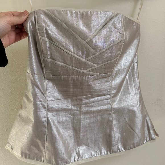 Vintage White House Black Market Silver Top - Picture 3 of 5